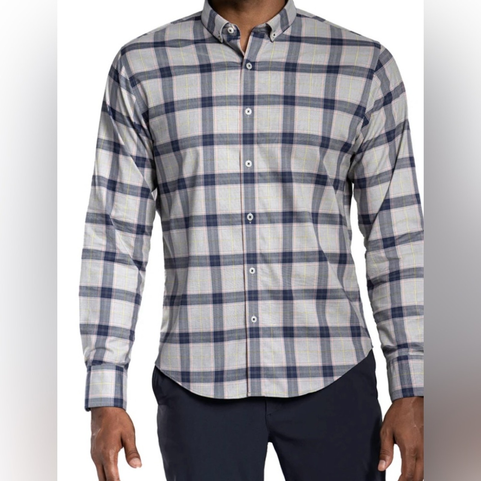 Twillory Untuckable Earth Prince Of Wales Button Down Shirt Size Xl-2xl
